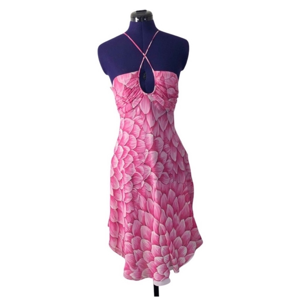 Milly of New York Original Pink Floral Flower Petal Silk Dress